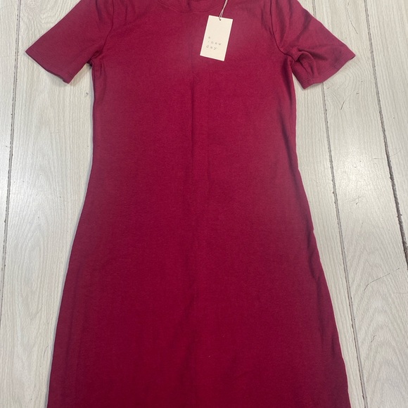 A new day T-Shirt Dress maxi Crew Neck Casual Fitted Bodycon Short Sleeve S - Picture 1 of 8